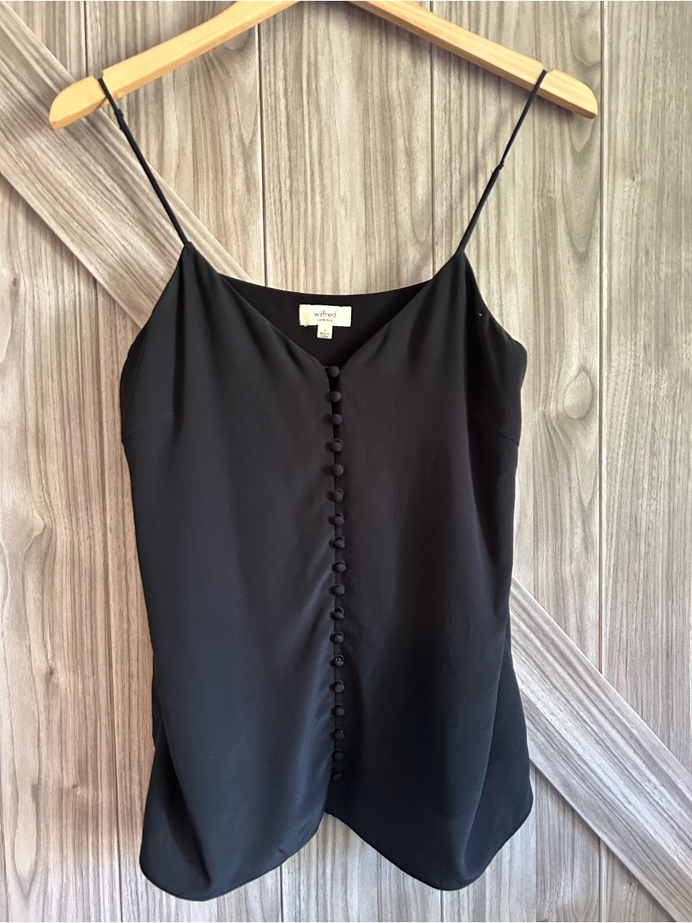 Aritzia Wilfred Marquis 100% Silk Button-Down Camisole - Black - Size S